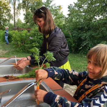 dzieci na zajęciach w ogródku